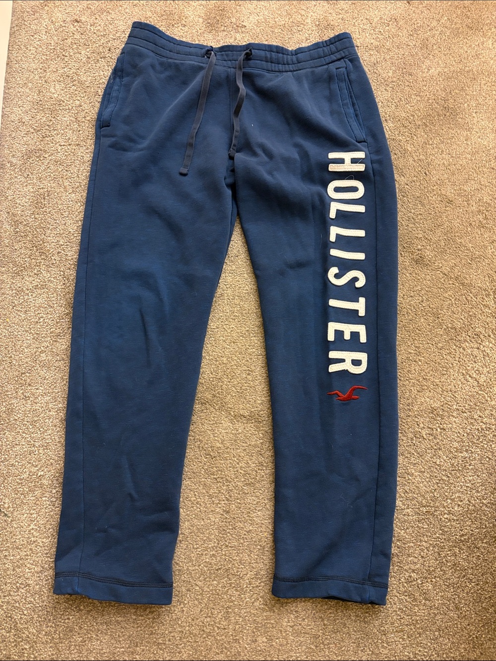 Hollister Navy Sweatpants with Vertical Logo